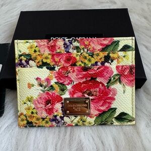 Authentic leather floral dolce&gabbana d&g card holder wallet